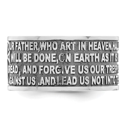 Sterling Silver Amen Rhodium Plated Size 6 Lord'S Prayer Ring