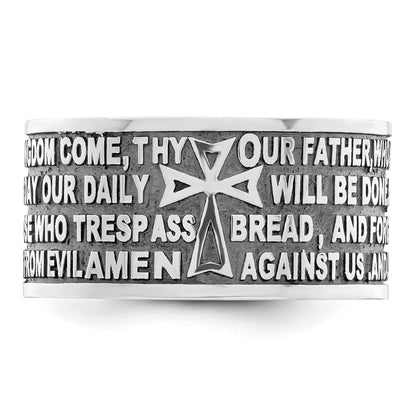 Sterling Silver Amen Rhodium Plated Size 6 Lord'S Prayer Ring