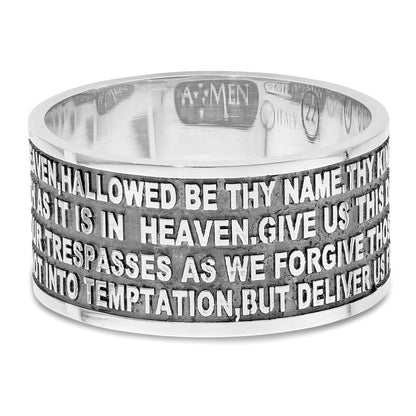 Sterling Silver Amen Rhodium Plated Size 6 Lord'S Prayer Ring