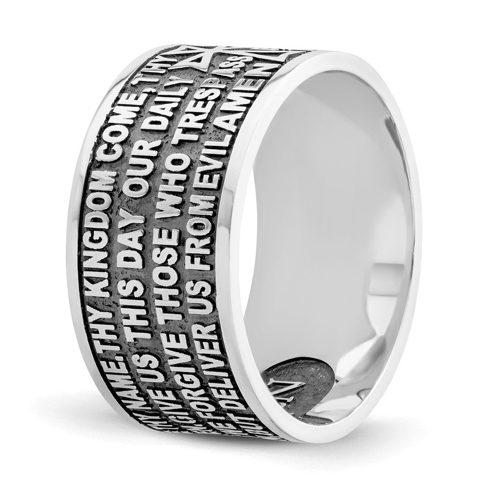 Sterling Silver Amen Rhodium Plated Size 6 Lord'S Prayer Ring