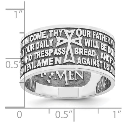 Sterling Silver Amen Rhodium Plated Size 6 Lord'S Prayer Ring