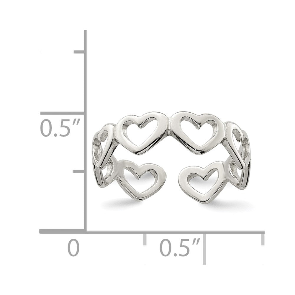 Sterling Silver Cut Out Hearts Toe Ring