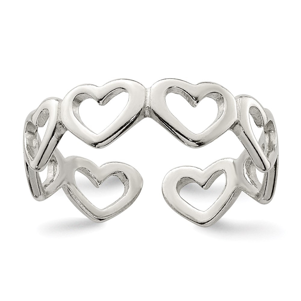 Sterling Silver Cut Out Hearts Toe Ring