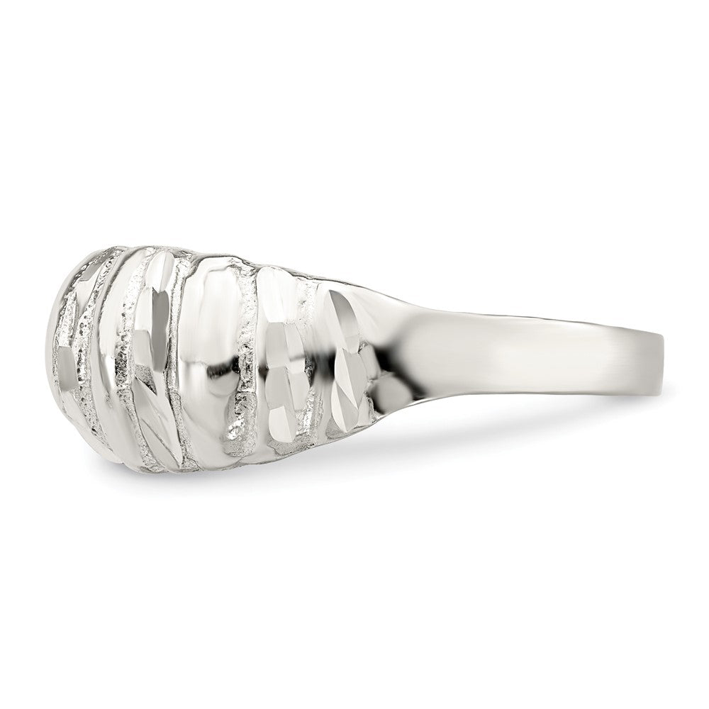 Sterling Silver Diamond Cut Domed Ring