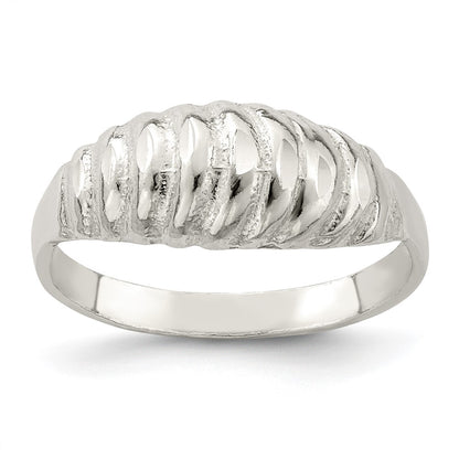 Sterling Silver Diamond Cut Domed Ring