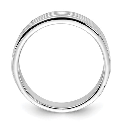 Sterling Silver Polished & Antiqued Ribbed Ring