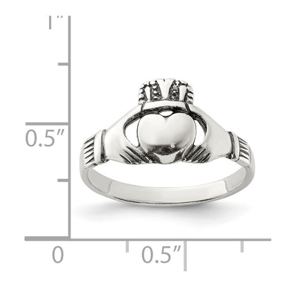 Sterling Silver Antiqued Claddagh Ring