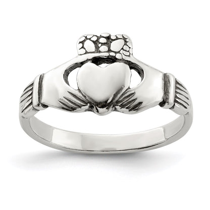Sterling Silver Antiqued Claddagh Ring