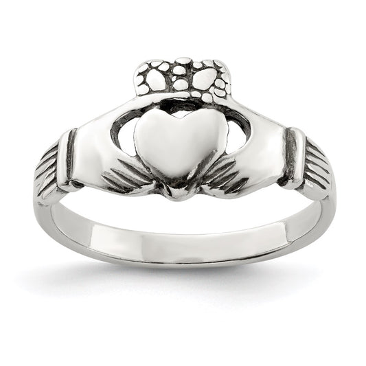 Sterling Silver Antiqued Claddagh Ring
