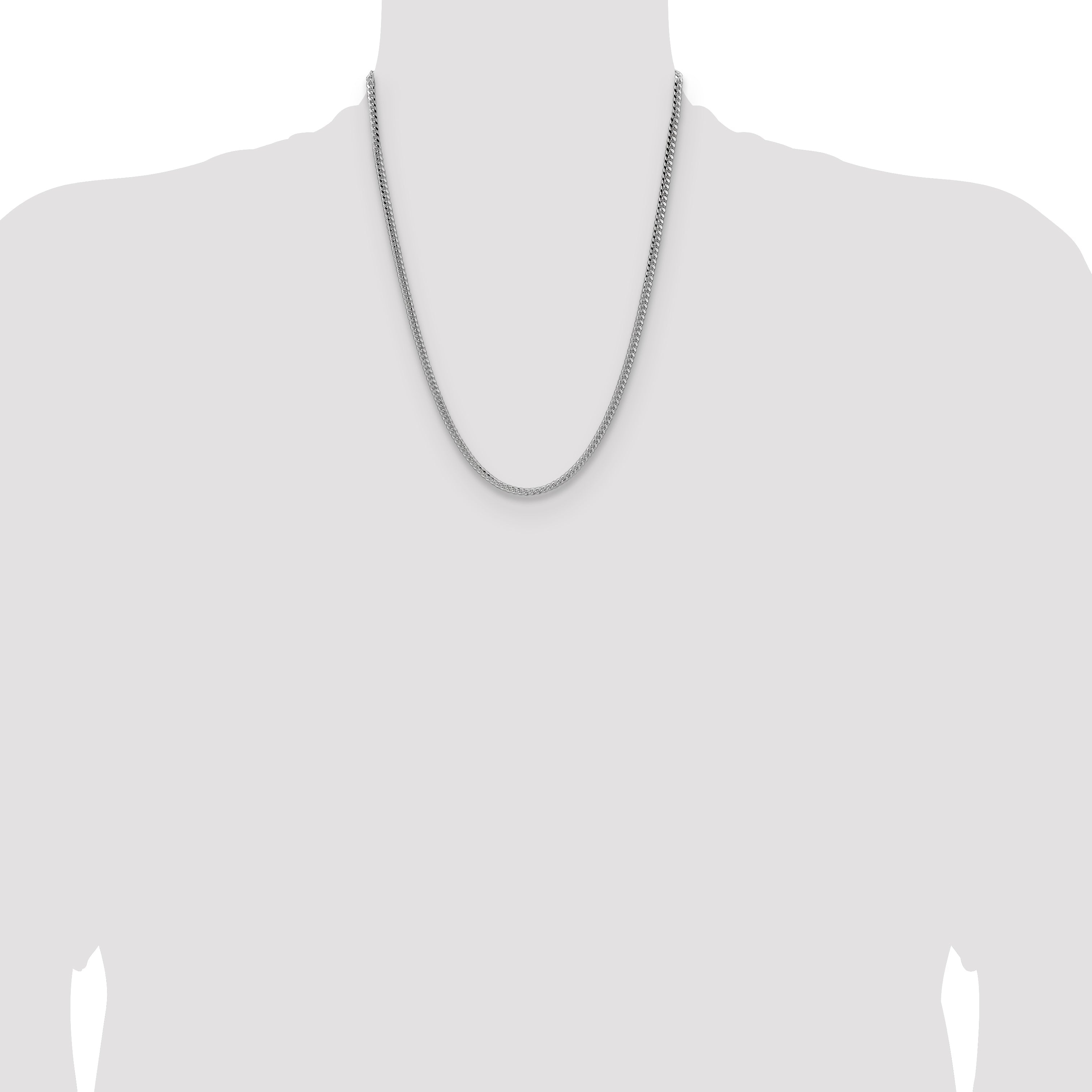 22 Inch Sterling Silver 3.25mm Domed Curb Chain Necklace