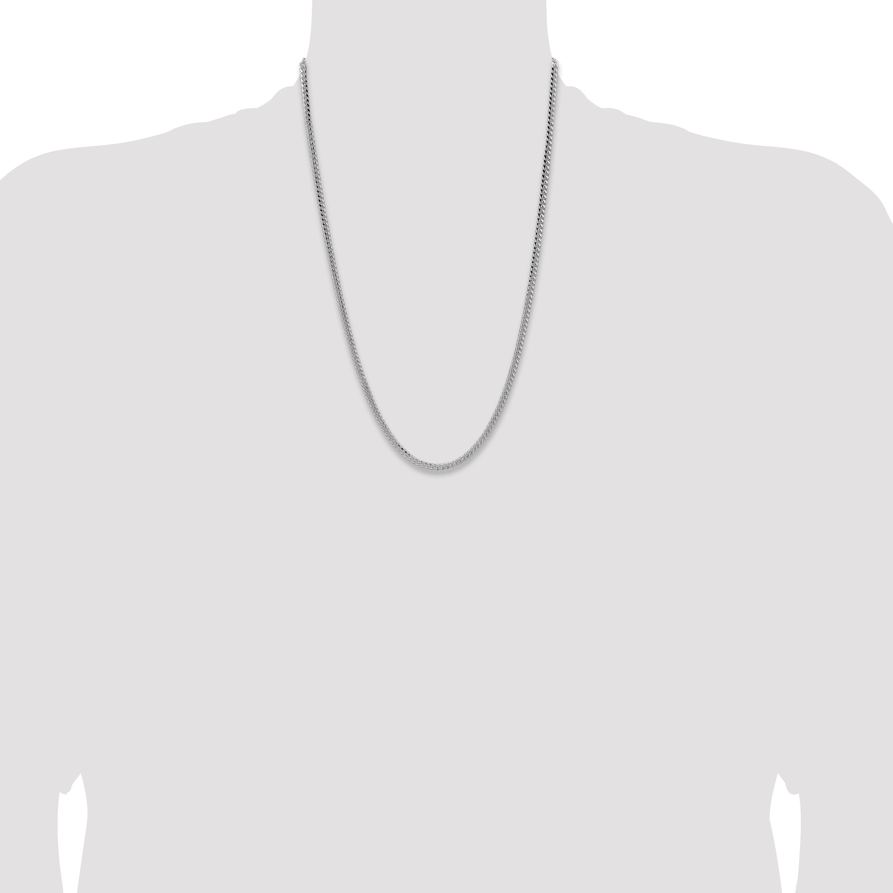 24 Inch Sterling Silver 3.25mm Domed Curb Chain Necklace