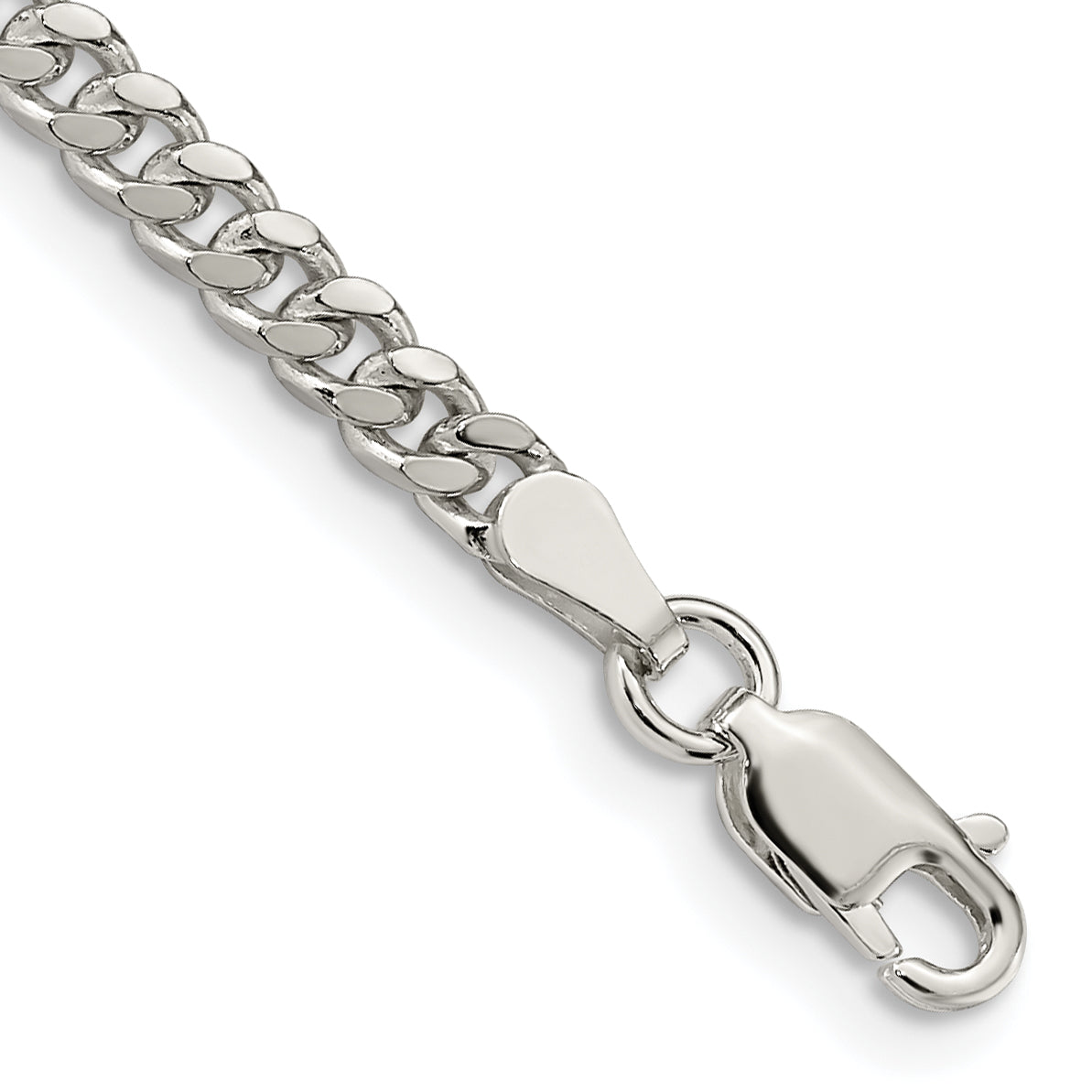 7 Inch Sterling Silver 3.25mm Domed Curb Chain Bracelet