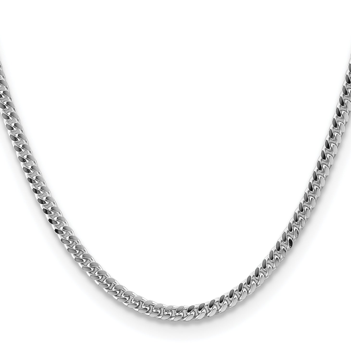 22 Inch Sterling Silver 4mm Domed W/ Side D/C Curb Chain Necklace