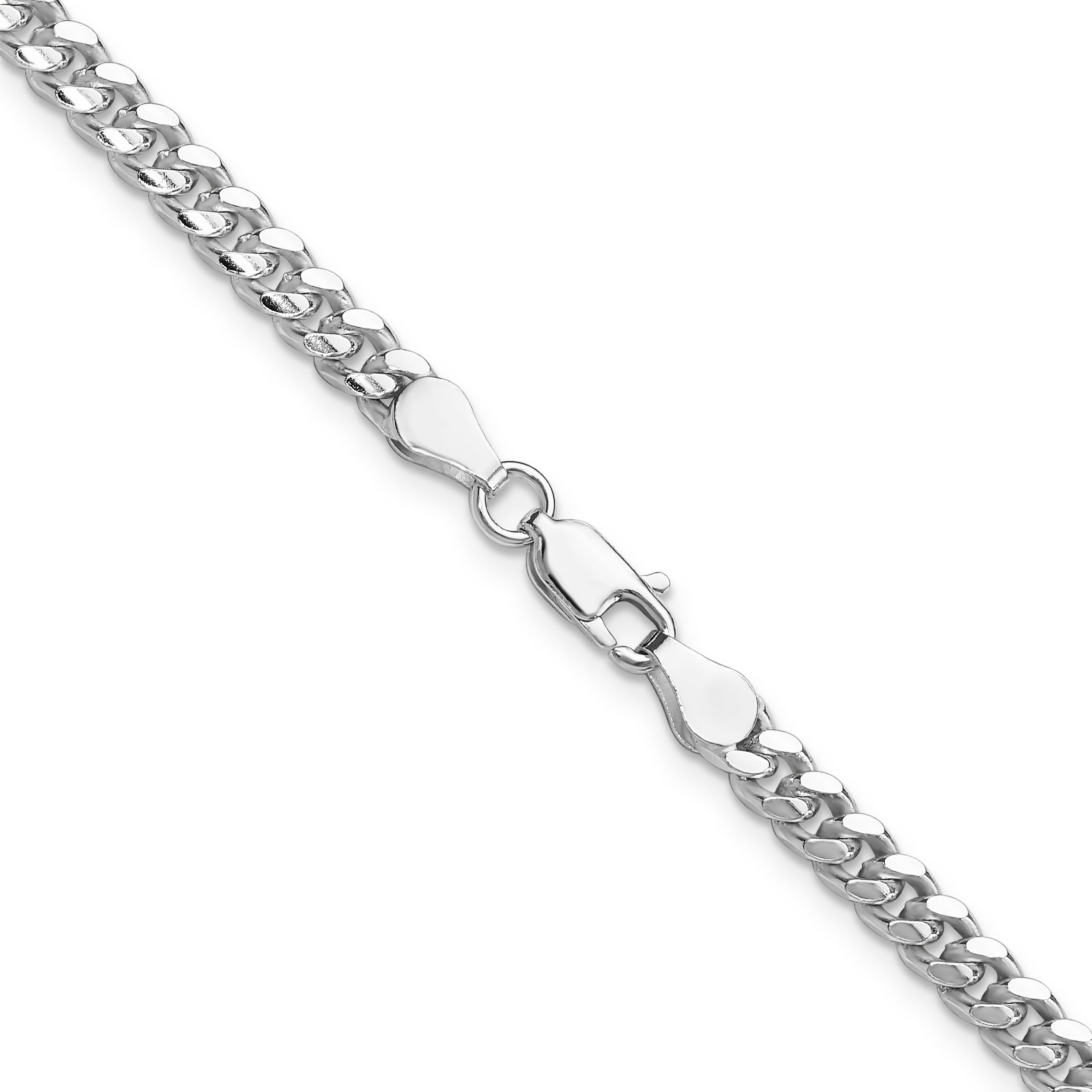 18 Inch Sterling Silver 4mm Domed W/ Side D/C Curb Chain Necklace