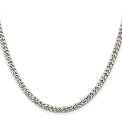 16 Inch Sterling Silver 5mm Domed W/ Side D/C Curb Chain Necklace