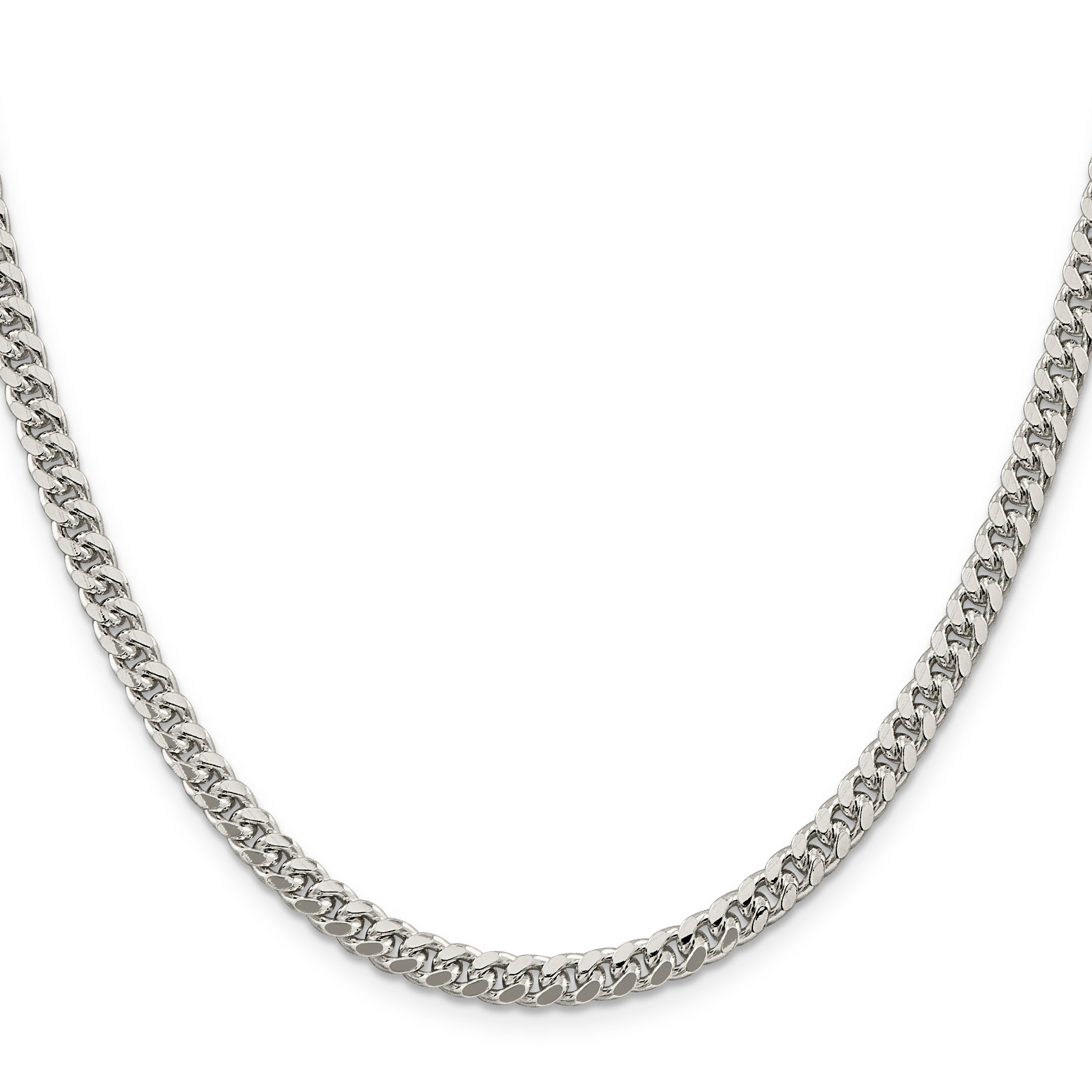 22 Inch Sterling Silver 5mm Domed W/ Side D/C Curb Chain Necklace