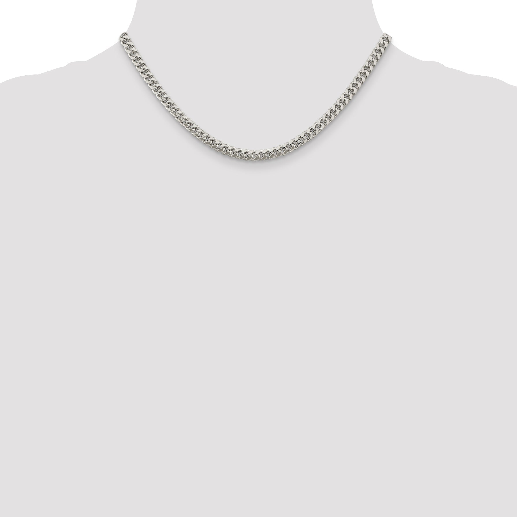 16 Inch Sterling Silver 5mm Domed W/ Side D/C Curb Chain Necklace