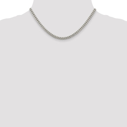 16 Inch Sterling Silver 5mm Domed W/ Side D/C Curb Chain Necklace