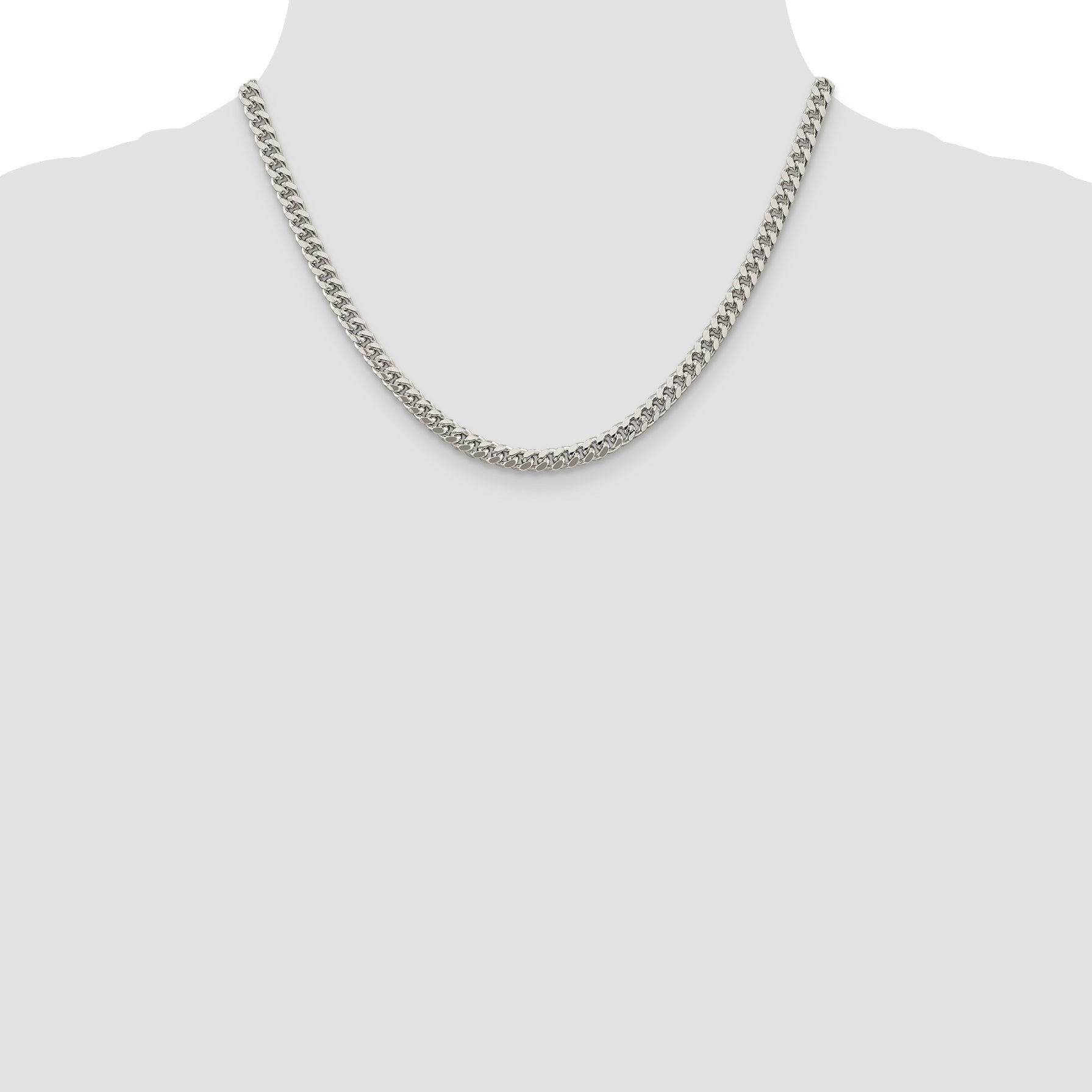 18 Inch Sterling Silver 5mm Domed W/ Side D/C Curb Chain Necklace