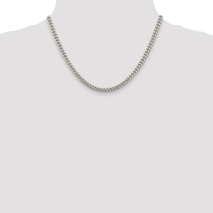18 Inch Sterling Silver 5mm Domed W/ Side D/C Curb Chain Necklace