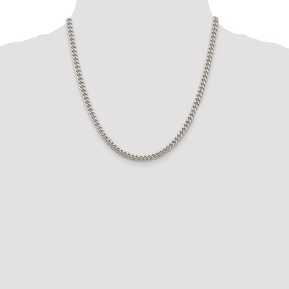 20 Inch Sterling Silver 5mm Domed W/ Side D/C Curb Chain Necklace