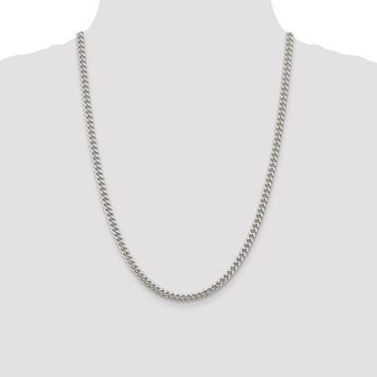24 Inch Sterling Silver 5mm Domed W/ Side D/C Curb Chain Necklace