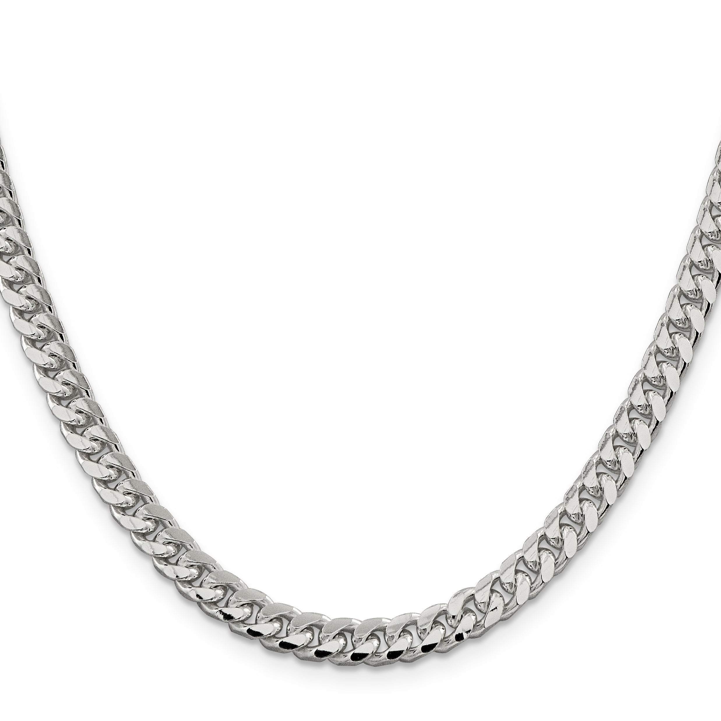 18 Inch Sterling Silver 6mm Domed W/ Side D/C Curb Chain Necklace