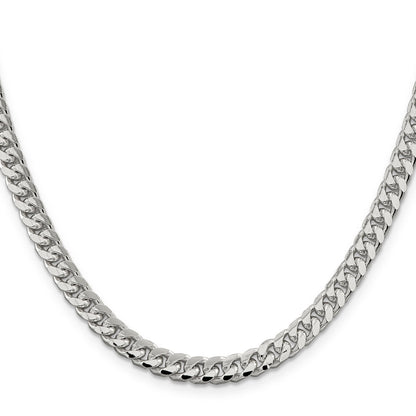 18 Inch Sterling Silver 6mm Domed W/ Side D/C Curb Chain Necklace