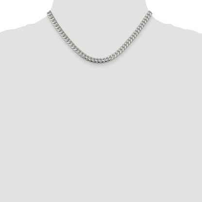 16 Inch Sterling Silver 6mm Domed W/ Side D/C Curb Chain Necklace
