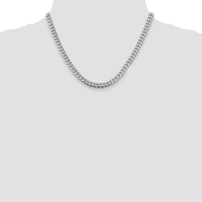 18 Inch Sterling Silver 6mm Domed W/ Side D/C Curb Chain Necklace