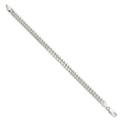 7 Inch Sterling Silver 6mm Domed W/ Side D/C Curb Chain Bracelet