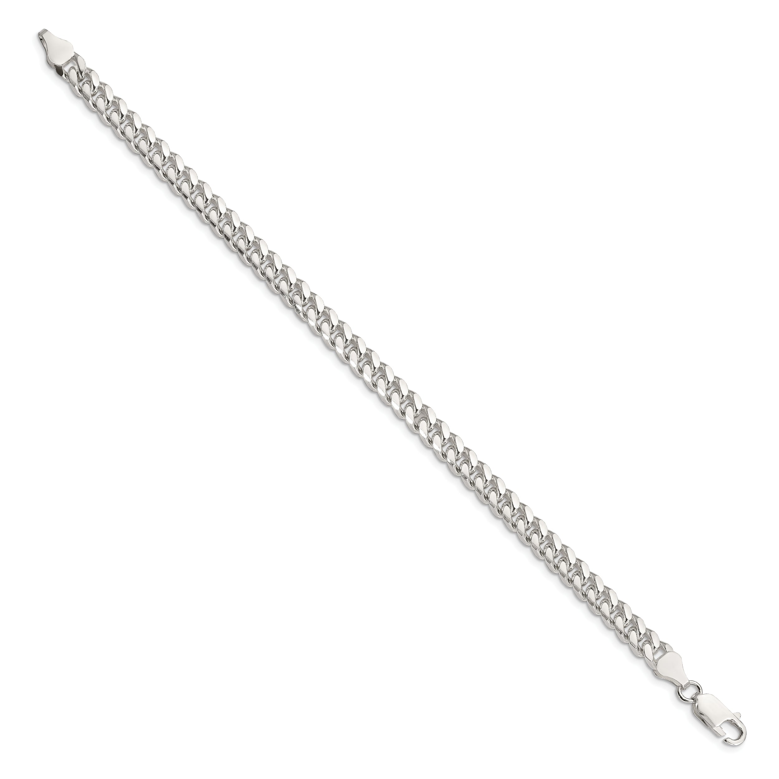 8 Inch Sterling Silver 6mm Domed W/ Side D/C Curb Chain Bracelet
