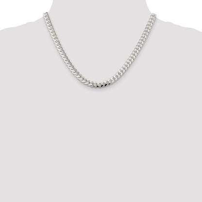 18 Inch Sterling Silver 7mm Domed W/ Side D/C Curb Chain Necklace