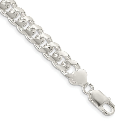 9 Inch Sterling Silver 8.5mm Domed W/ Side D/C Curb Chain Bracelet