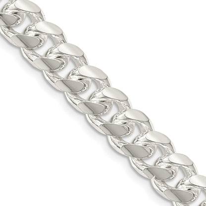 26 Inch Sterling Silver 8.5mm Domed W/ Side D/C Curb Chain Necklace