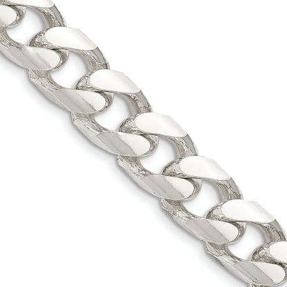 22 Inch Sterling Silver 11mm Domed W/ Side D/C Curb Chain Necklace
