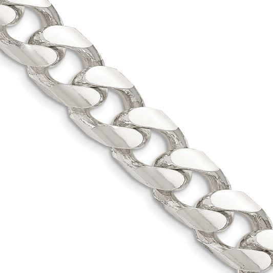 24 Inch Sterling Silver 11mm Domed W/ Side D/C Curb Chain Necklace