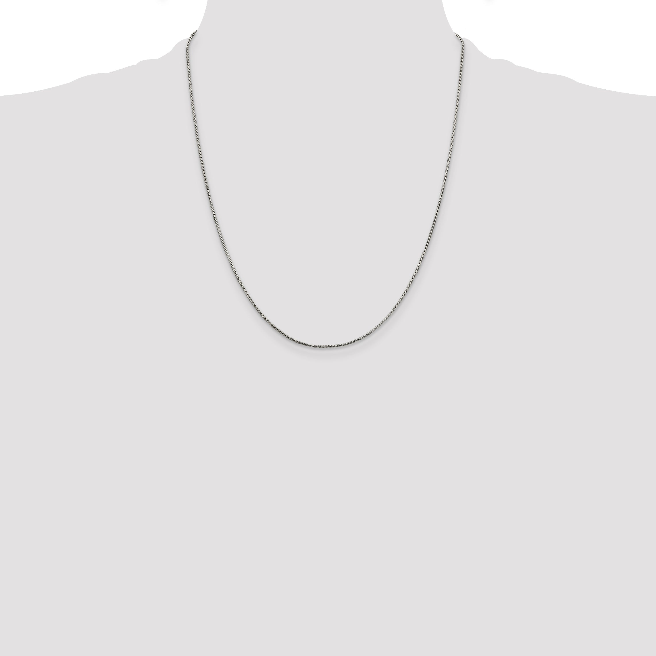 22 Inch Sterling Silver 1mm Round Franco Chain Necklace