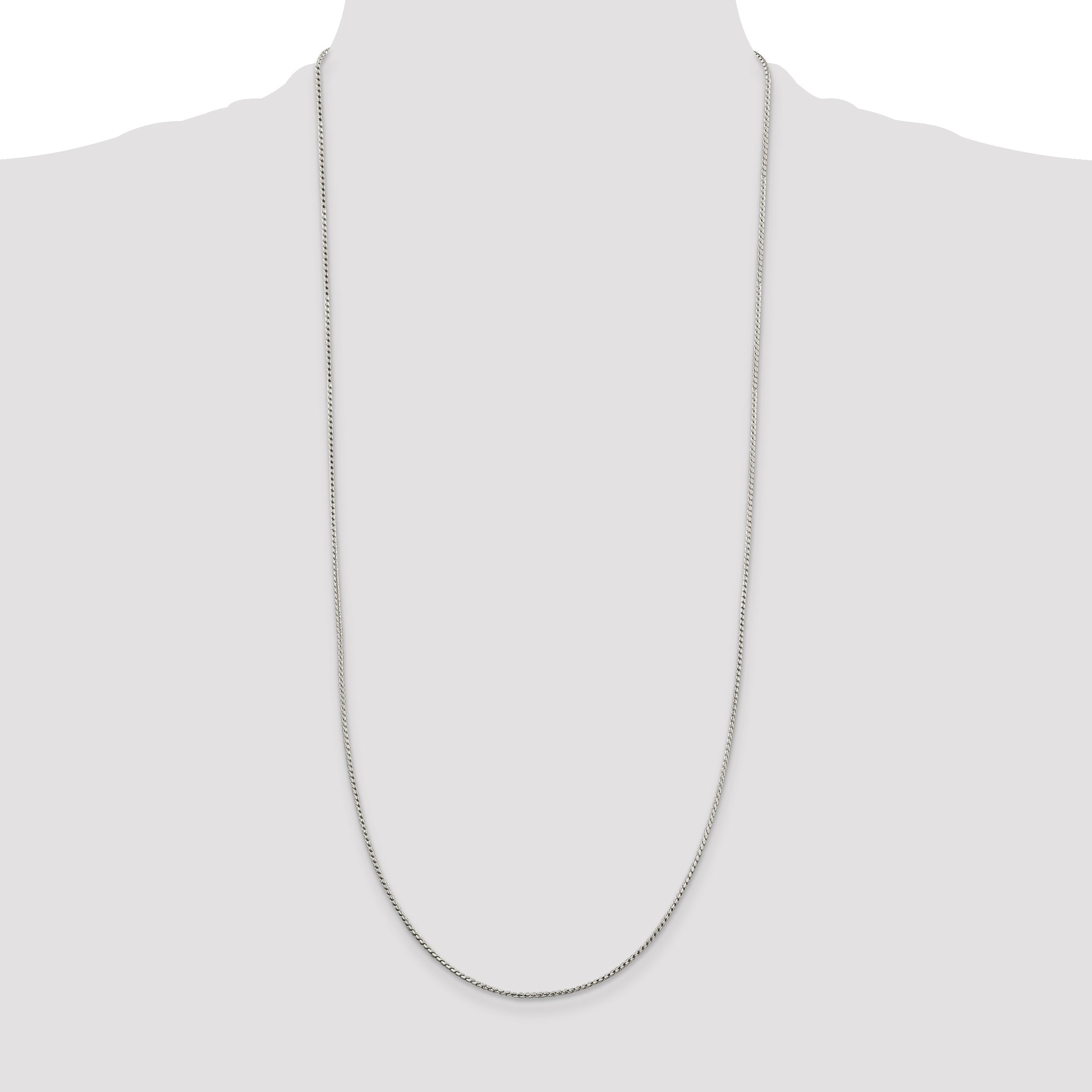 30 Inch Sterling Silver 1.25mm Round Franco Chain Necklace