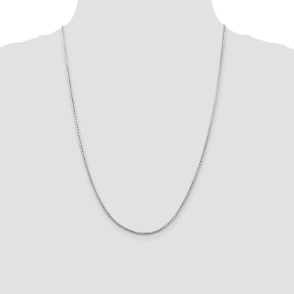 24 Inch Sterling Silver 1.75mm Round Franco Chain Necklace