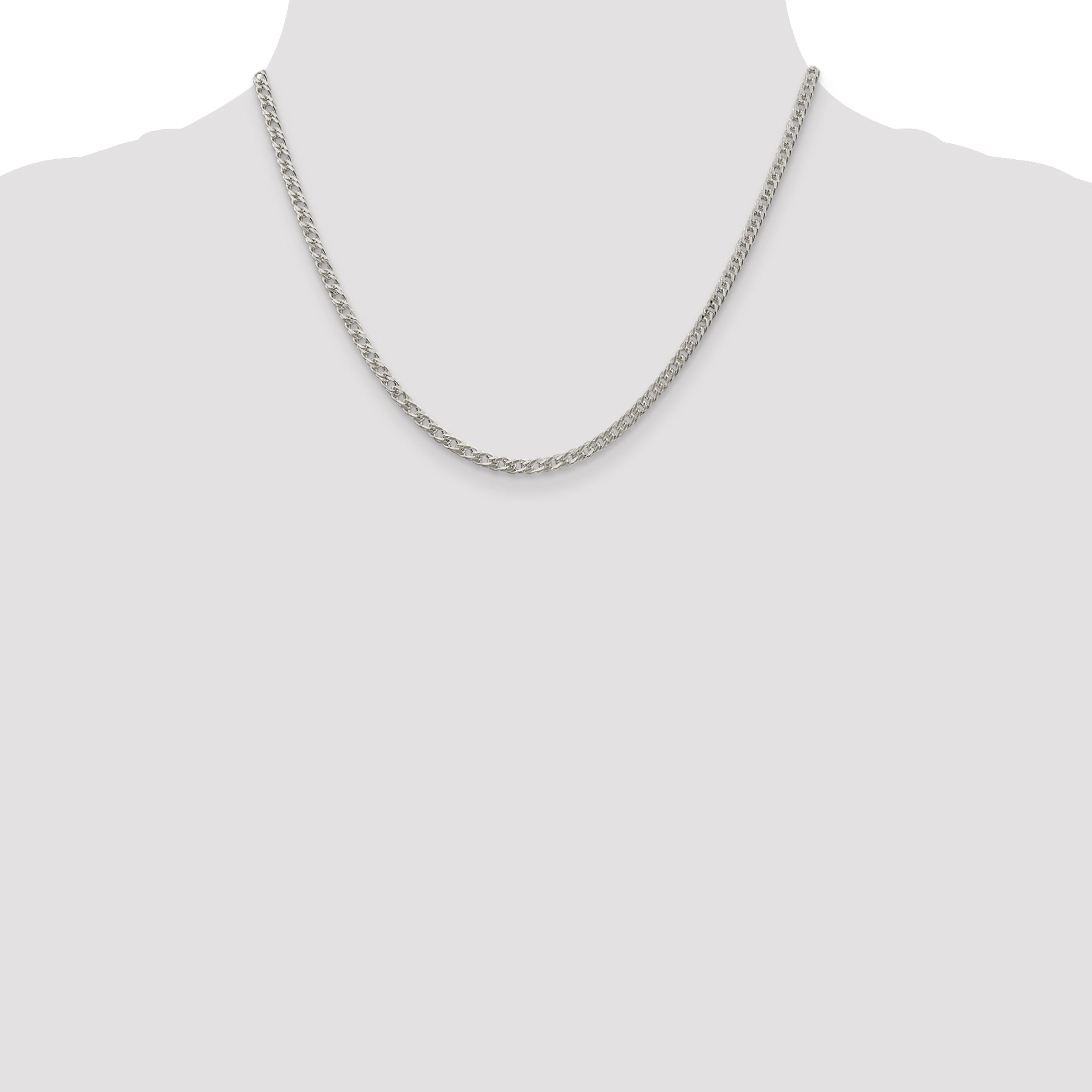 18 Inch Sterling Silver 3.3mm Rambo Chain Necklace