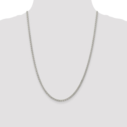 24 Inch Sterling Silver 3.3mm Rambo Chain Necklace