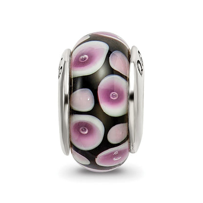 Sterling Silver Reflections Purple/Black Hand-Blown Glass Bead