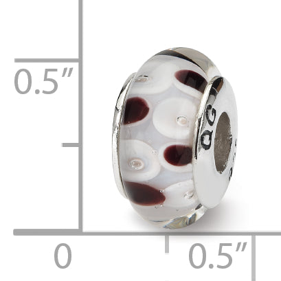 Sterling Silver Reflections Brown/White Hand-Blown Glass Bead