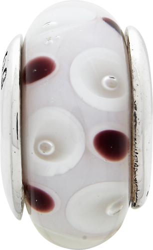 Sterling Silver Reflections Brown/White Hand-Blown Glass Bead