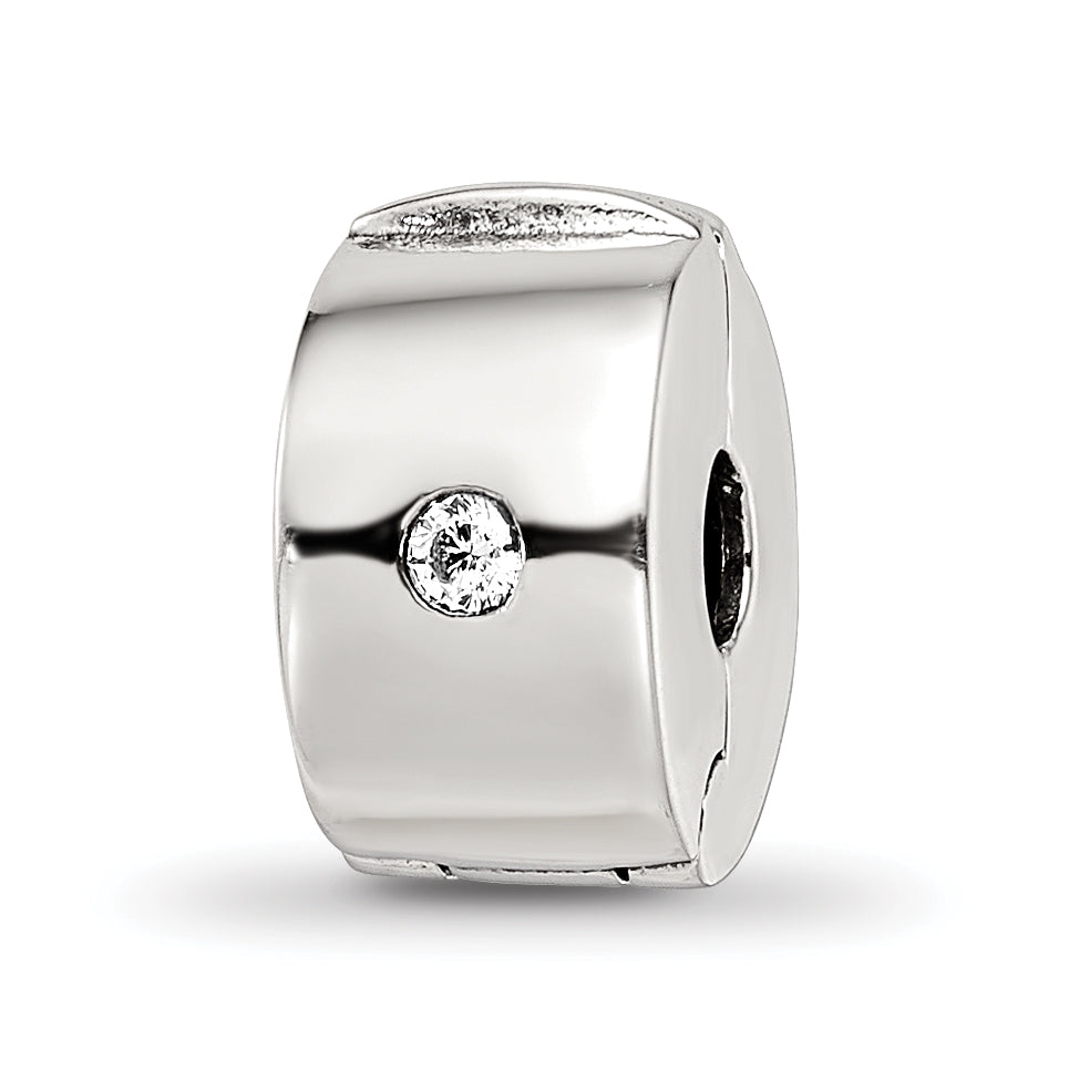 Sterling Silver Reflections Hinged Cz Clip Bead