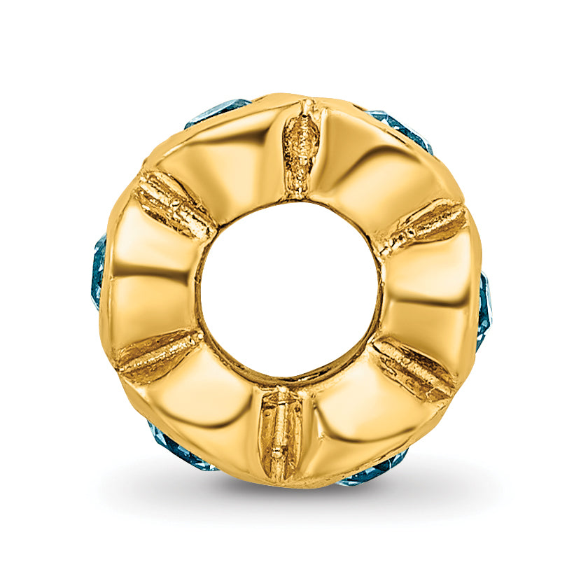 Ss/Gold Plated Sterling Silver Gold-Plated Reflections Dec Blue Preciosa Crystal Bead