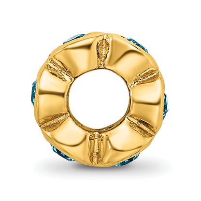 Ss/Gold Plated Sterling Silver Gold-Plated Reflections Dec Blue Preciosa Crystal Bead