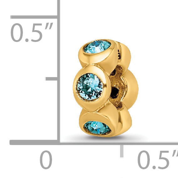 Ss/Gold Plated Sterling Silver Gold-Plated Reflections Dec Blue Preciosa Crystal Bead