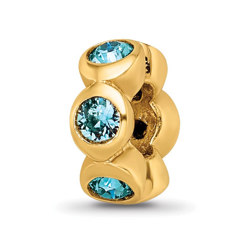 Ss/Gold Plated Sterling Silver Gold-Plated Reflections Dec Blue Preciosa Crystal Bead